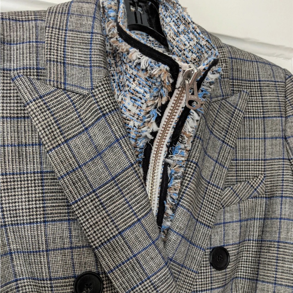 $698 Veronica Beard Gray/Grey Plaid Miller Dickey Blazer Jacket - Size 0 - Picture 13 of 16